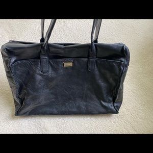 Black Perlina laptop/tote bag with shoulder straps and stud footings